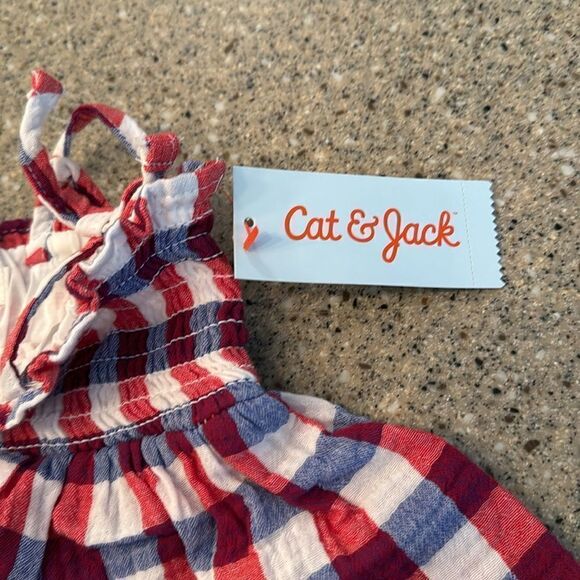 CAT & JACK Plaid 4th of July Dress *NEW* - Picture 7 of 7